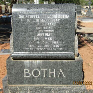 BOTHA Christoffel J. -1947 &amp;  Adelina MOOLMAN 1889-1986