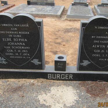 BURGER Alwyn Petrus 1904-1970 &amp; Elsie Sophia Johanna SCHOEMAN 1913-1974