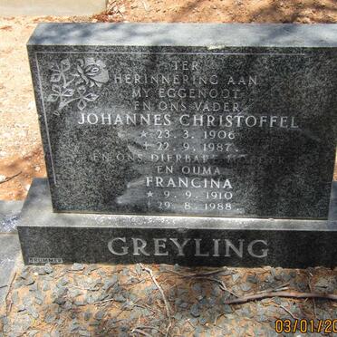 GREYLING Johannes Christoffel 1906-1987 &amp; Francina 1910-1988