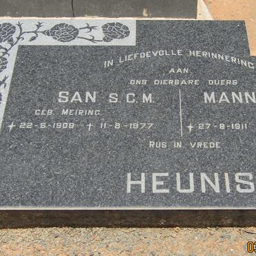 HEUNIS H.C. 1911-1977 &amp; S.C.M. MEIRING 1909-1977