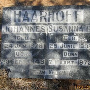 HAARHOFF Johannes 1878-1949 &amp; Susanna E. 1892-1973