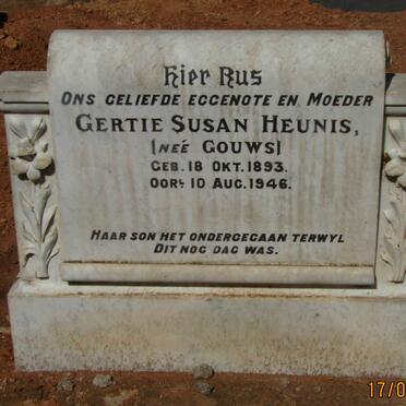 HEUNIS Gertie Susan nee GOUWS 1893-1946