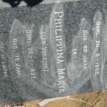 ? Willem J. -1955 &amp; Philippina Maria VORSTER -1957