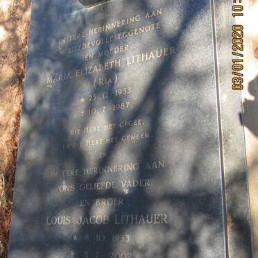 LITHAUER Louis Jacob 1933-2002 &amp; Maria Elizabeth 1933-1987