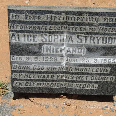 STRYDOM Alice Sophia nee NIEMAND 1939-1965