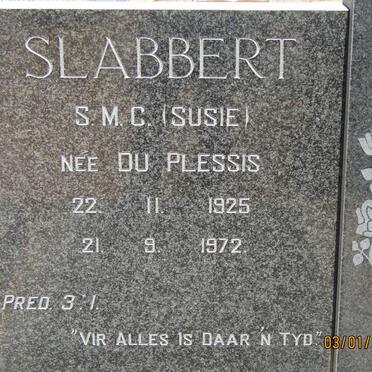 SLABBERT S.M.C. nee DU PLESSIS 1925-1972