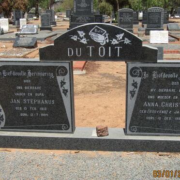TOIT Jan Stephanus, du 1912-1994 &amp; Anna Christina BOOYENS 1917-1987