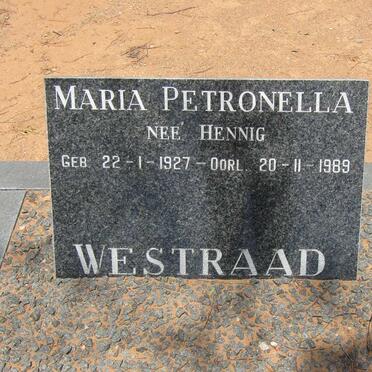 WESTRAAD Maria Petronella nee HENNIG 1927-1989
