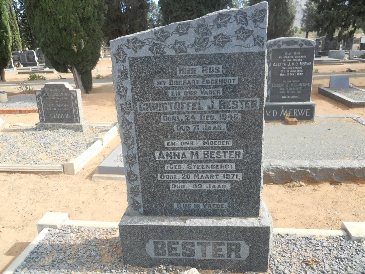 BESTER Christoffel J. -1945 &amp; Anna M. STEENBERG -1971