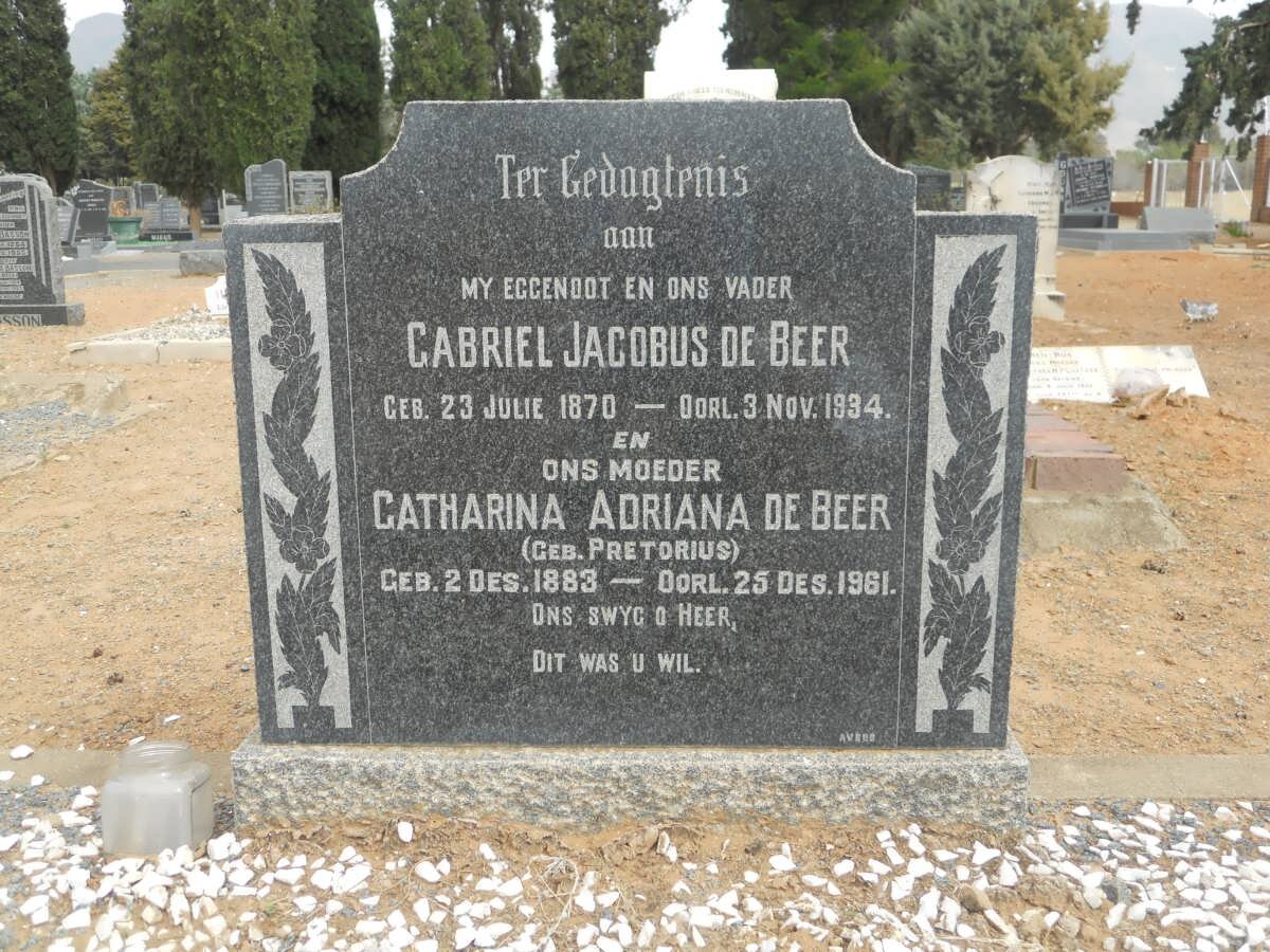 BEER Gabriel Jacobus, de 1870-1934 &amp; Catharina Adriana PRETORIUS 1883-1961