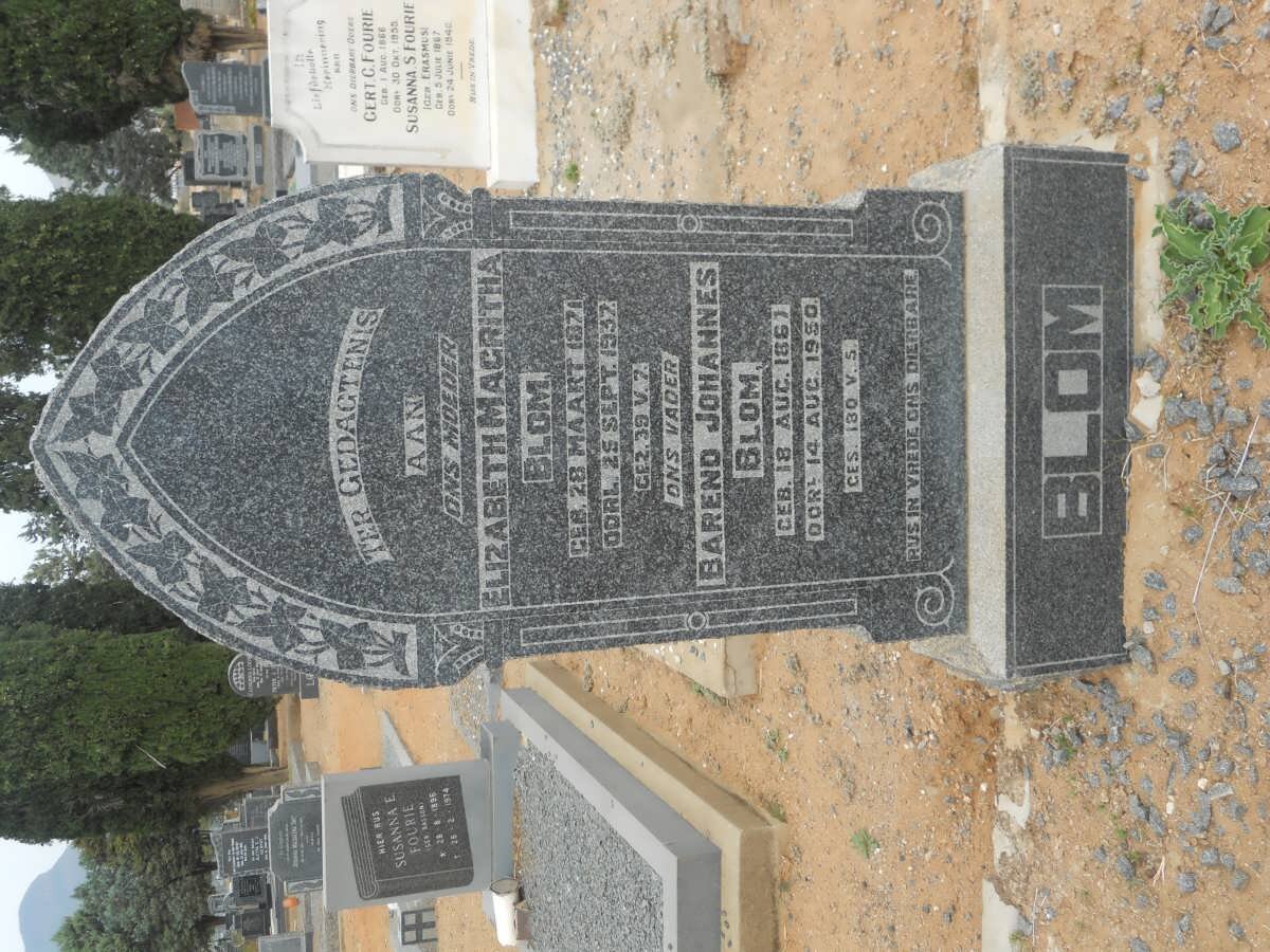 BLOM Barend Johannes 1867-1950 &amp; Elizabeth Magritha 1871-1937