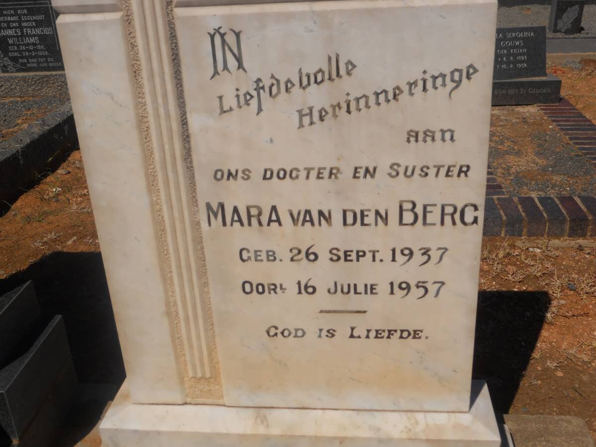 BERG Mara, van den 1937-1957
