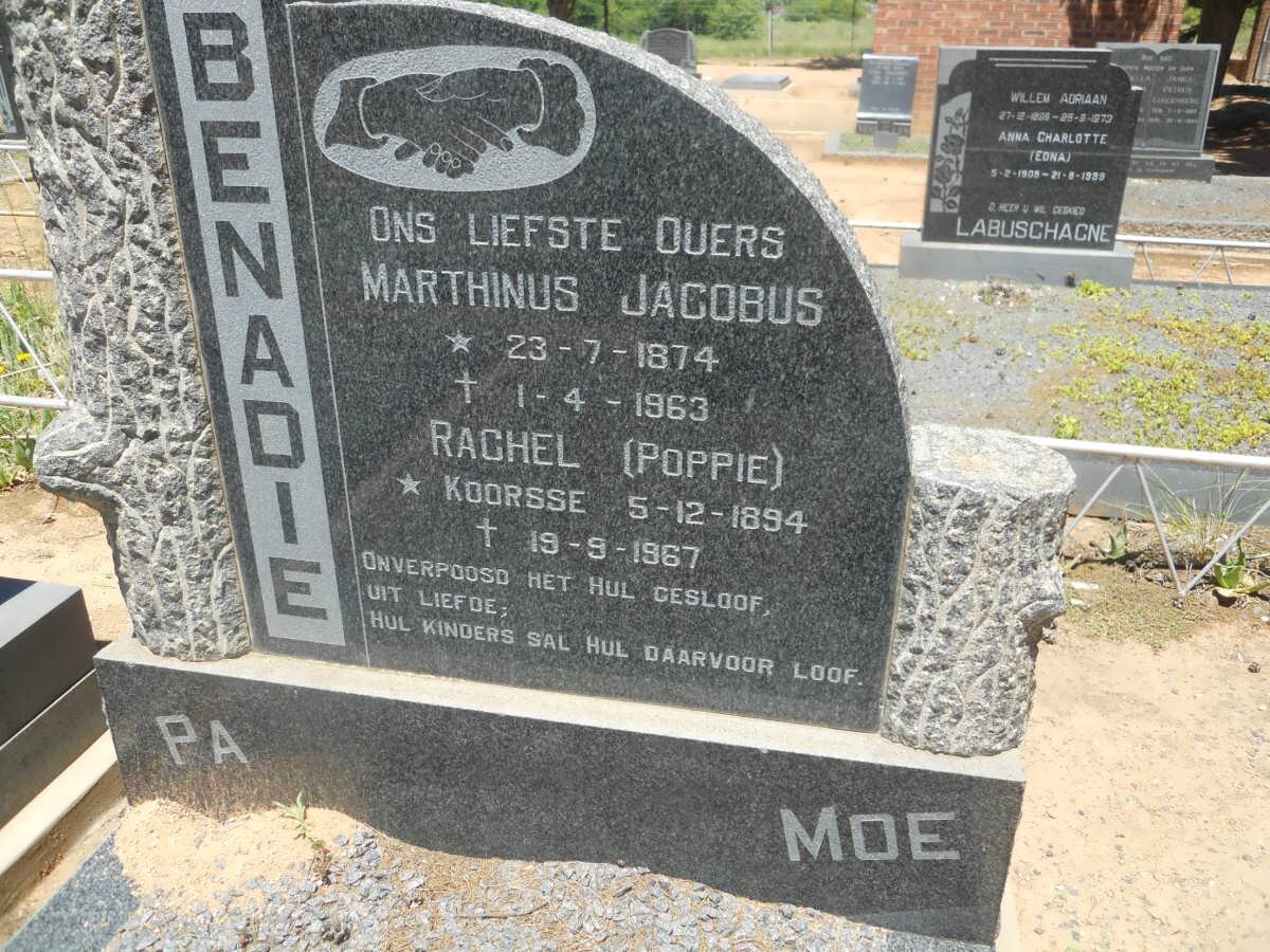 BENADIE Marthinus Jacobus 1874-1963 &amp; Rachel KOORSSE 1894-1967