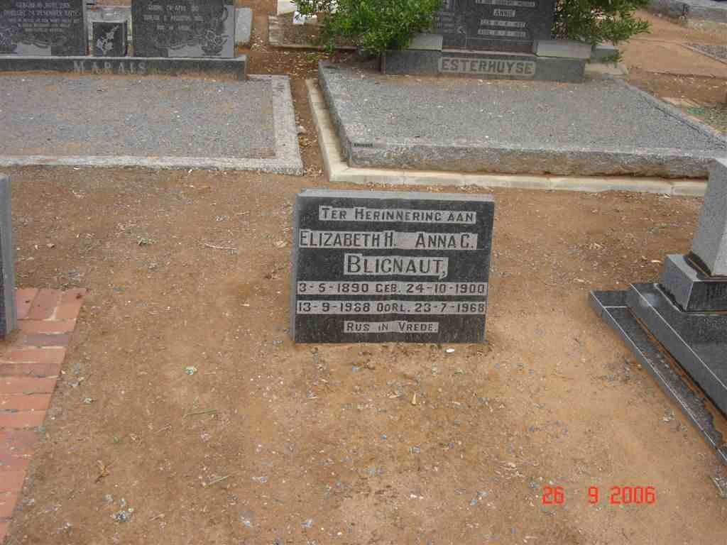 BLIGNAUT Elizabeth H. 1890-1968  :: BLIGNAUT Anna C. 1900-1968