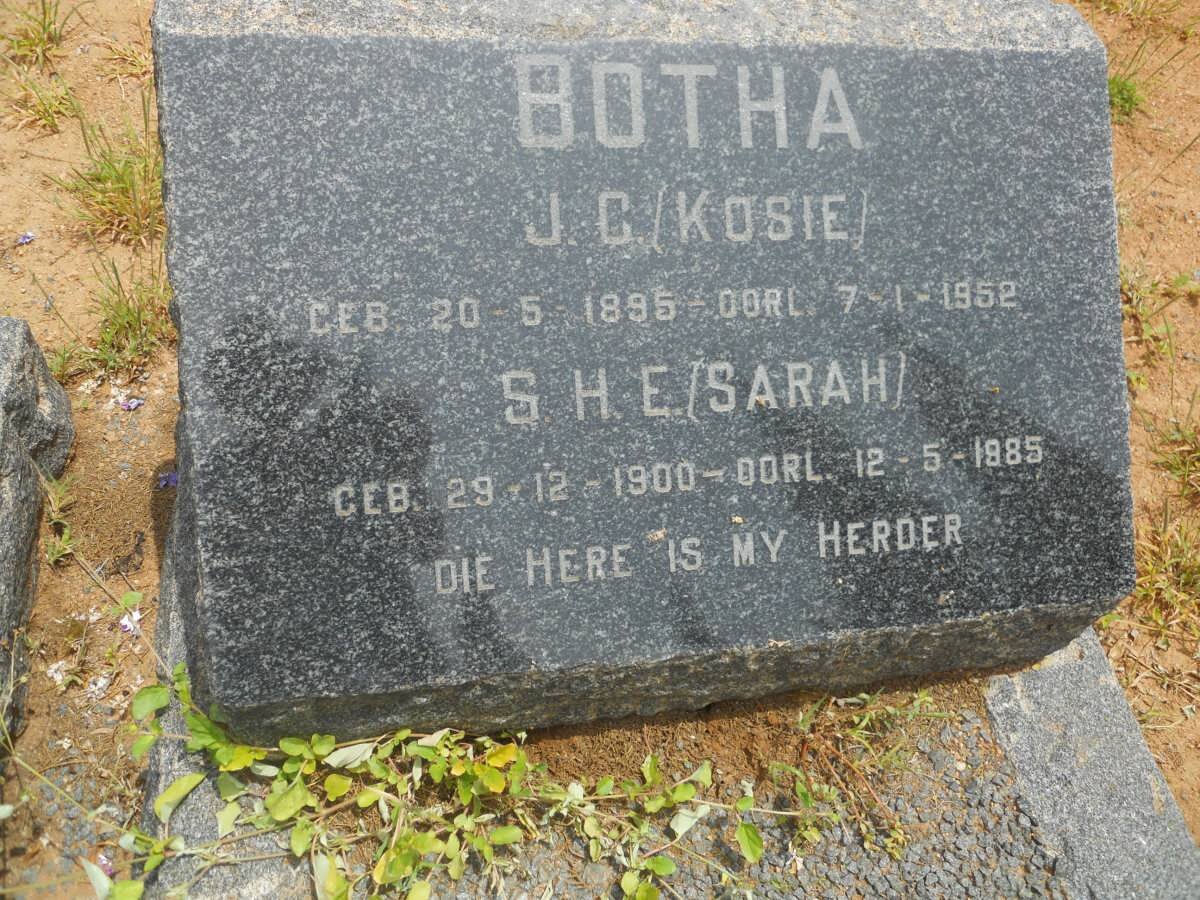 BOTHA J.C. 1895-1952 &amp; S.H.E. 1900-1985