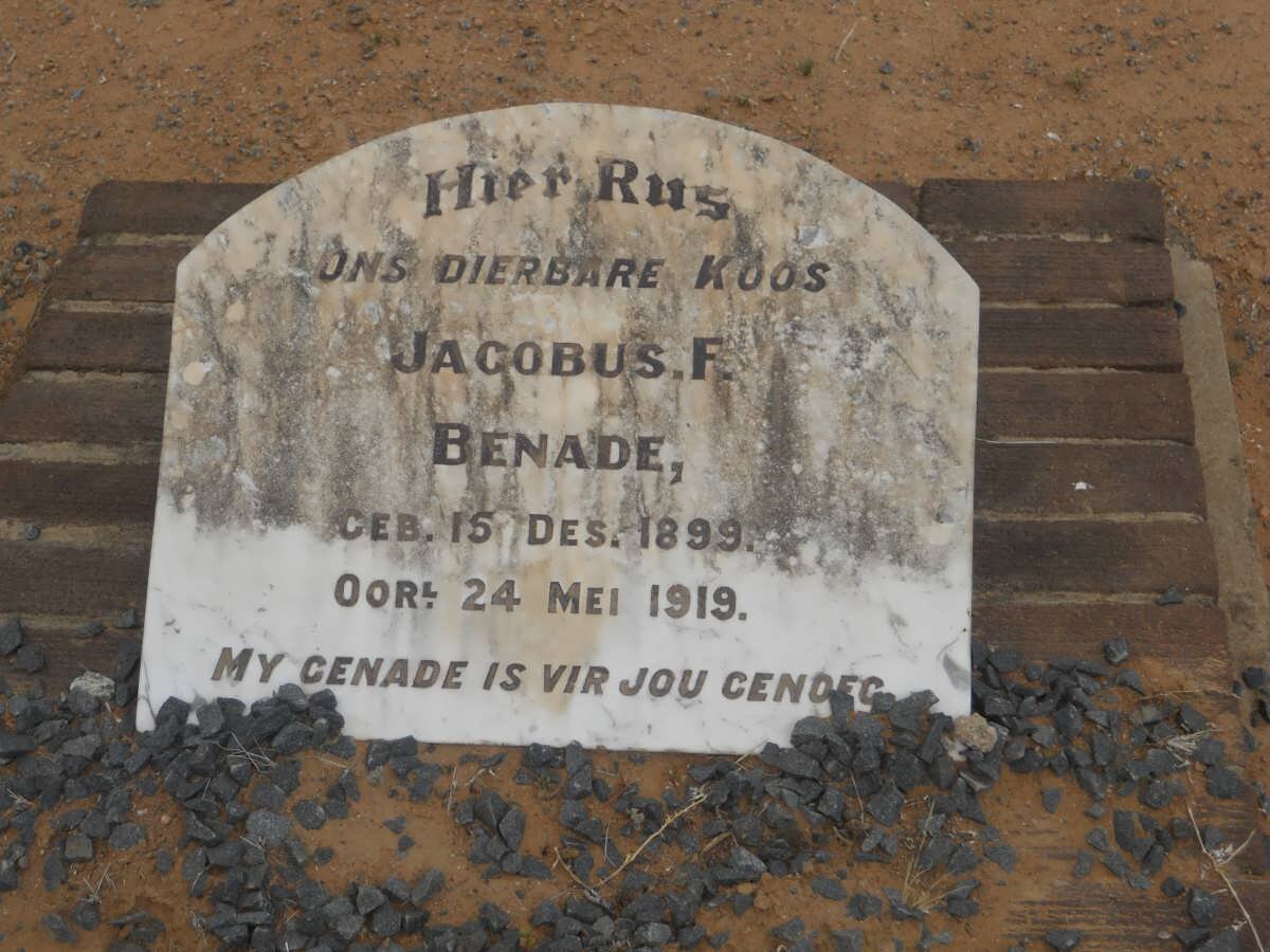 BENADE Jacobus F. 1899-1919