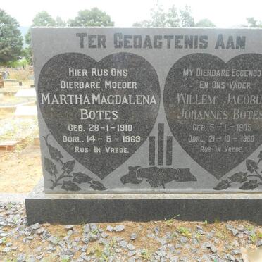 BOTES Willem Jacobus Johannes 1905-1960 &amp; Martha Magdalena 1910-1963