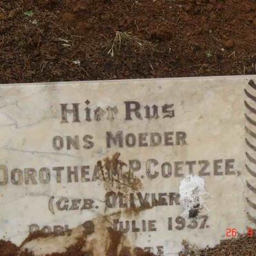 COETZEE Dorothea M. P.nee OLIVIER  -1937