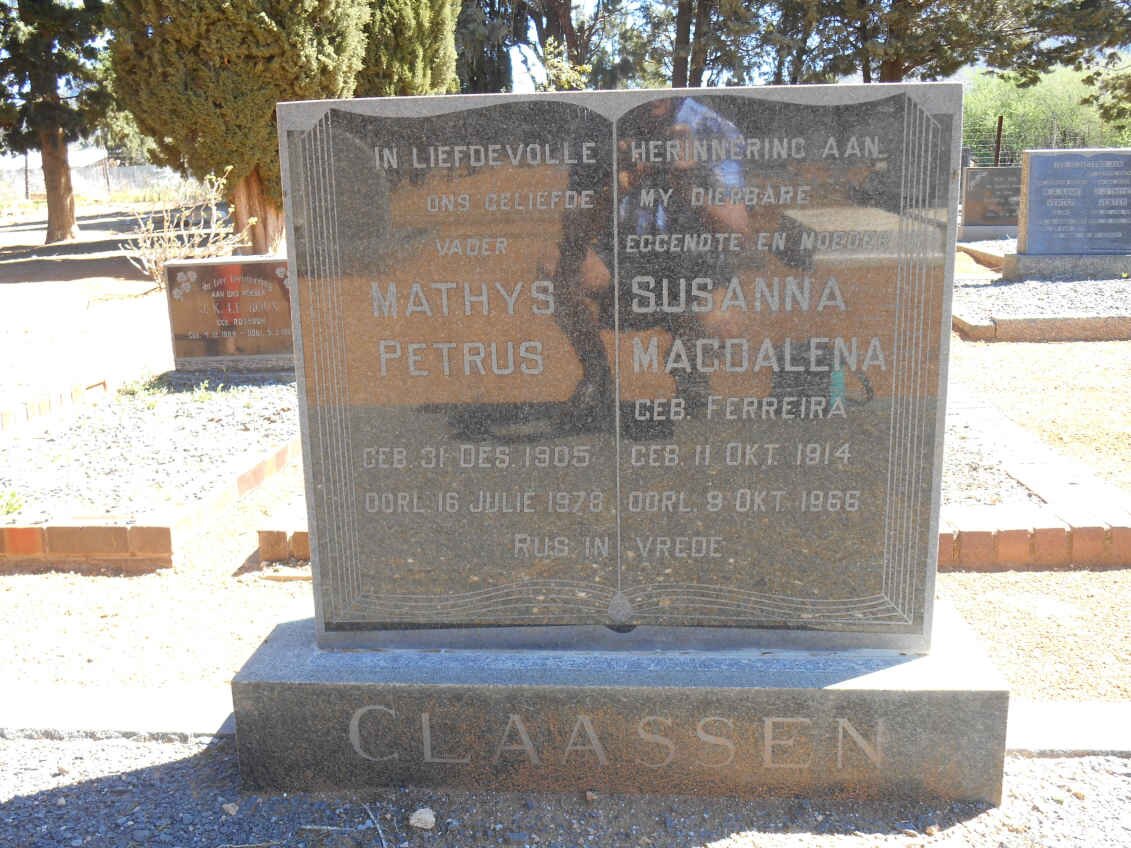 CLAASSEN Mathys Petrus 1905-1978 &amp; Susanna Magdalena FERREIRA 1914-1966