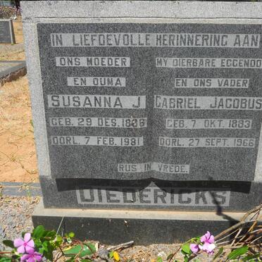 DIEDERICKS Gabriel Jacobus 1883-1966 &amp; Susanna J. 1886-1981