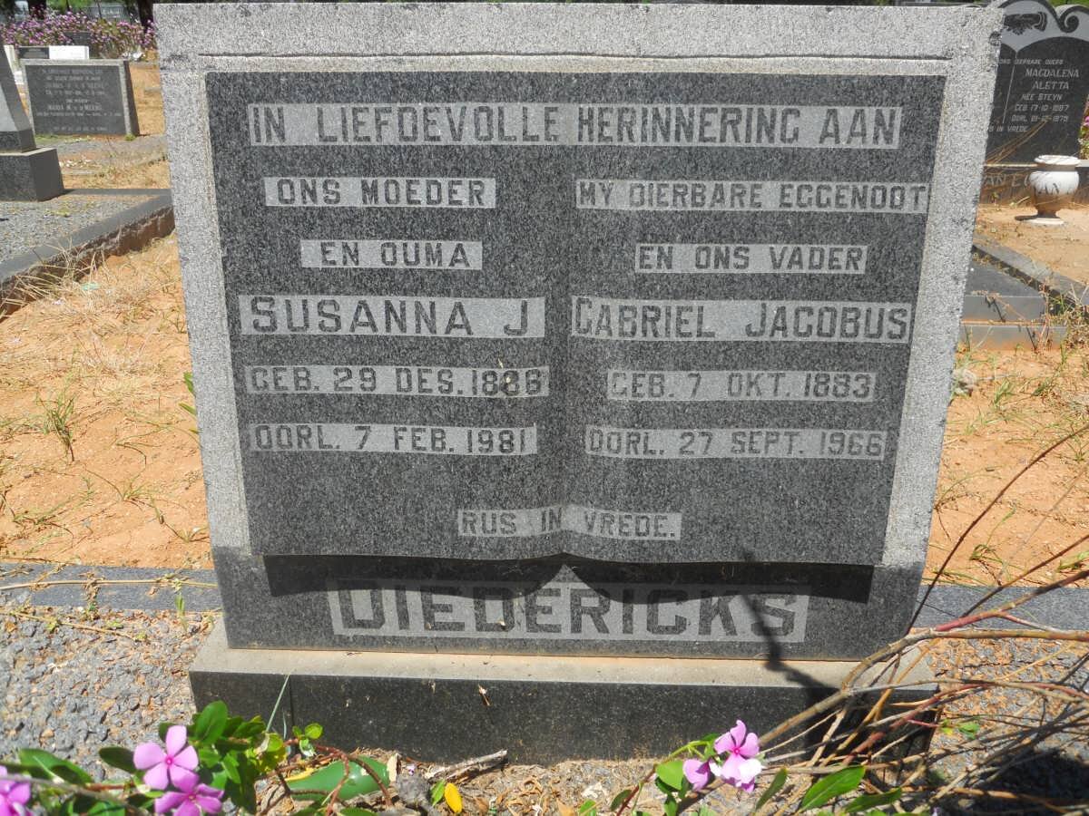 DIEDERICKS Gabriel Jacobus 1883-1966 &amp; Susanna J. 1886-1981