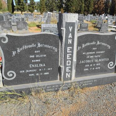 EEDEN Jacobus Albertus, van 1913-1976 &amp; Enslina BURGER 1914-1989