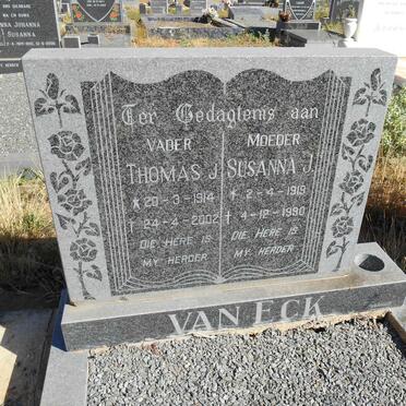 ECK Thomas J., van 1914-2002 &amp; Susanna J. 1919-1990