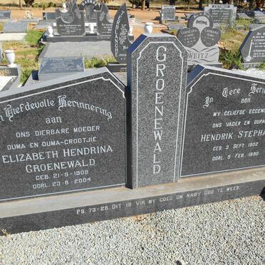 GROENEWALD Hendrik Stephanus 1902-1990 &amp; Elizabeth Hendrina 1909-2004