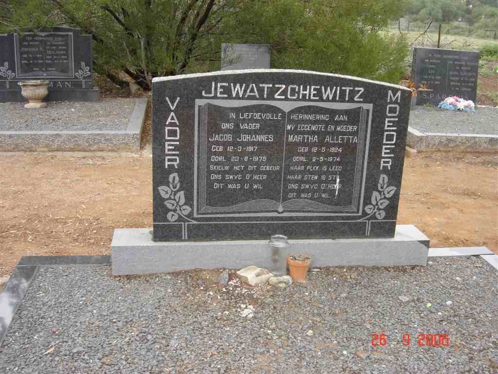 JEWATZCHEWITZ Jacob Johannes 1917-1975 &amp; Martha Alletta 1924-1974