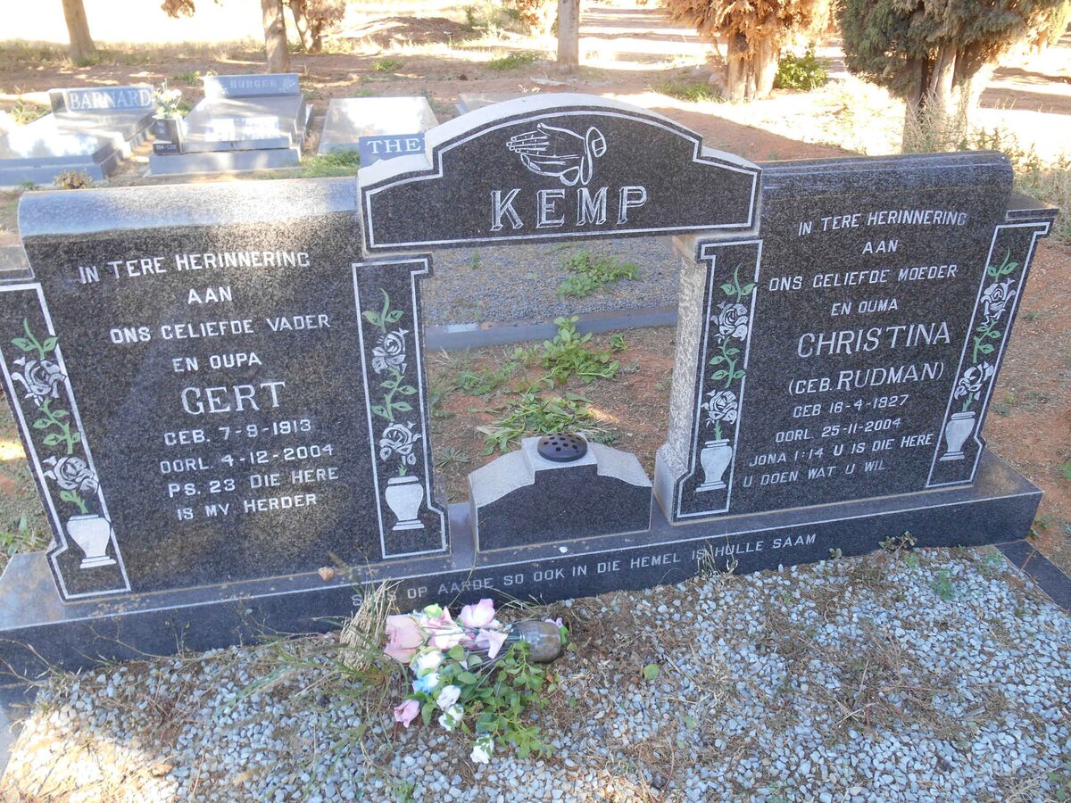 KEMP Gert 1913-2004 &amp; Christina RUDMAN 1927-2004