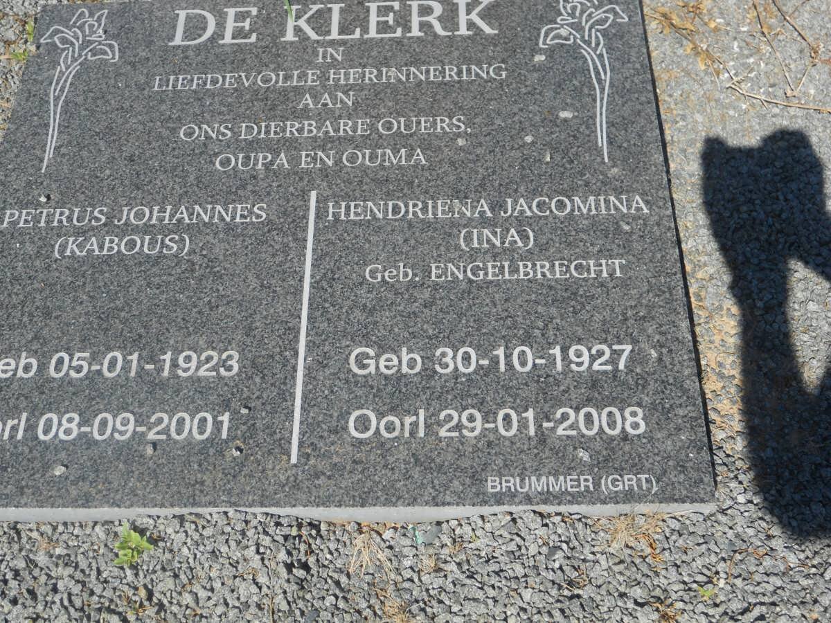 KLERK Petrus Johannes, de 1923-2001 &amp; Hendriena Jacomina ENGELBRECHT 1927-2008