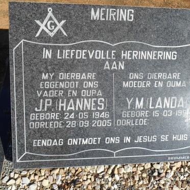 MEIRING J.P. 1946-2005 &amp; Y.M. 1951-