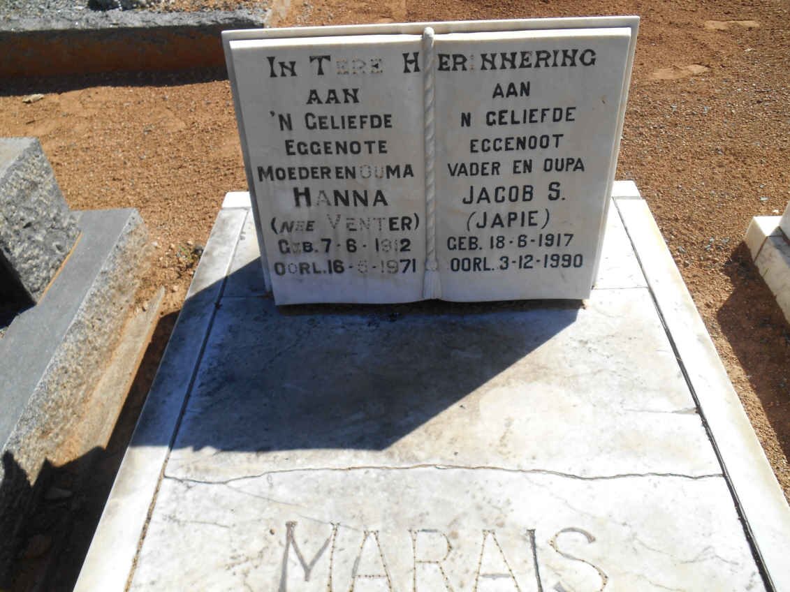 MARAIS Jacob S. 1917-1990 &amp; Hanna VENTER 1912-1971