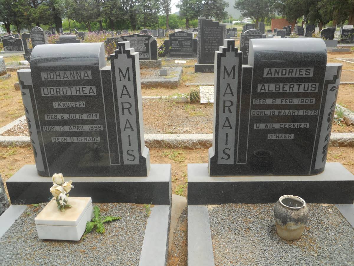 MARAIS Andries Albertus 1906-1978 &amp; Johanna Dorothea KRUGER 1914-1996