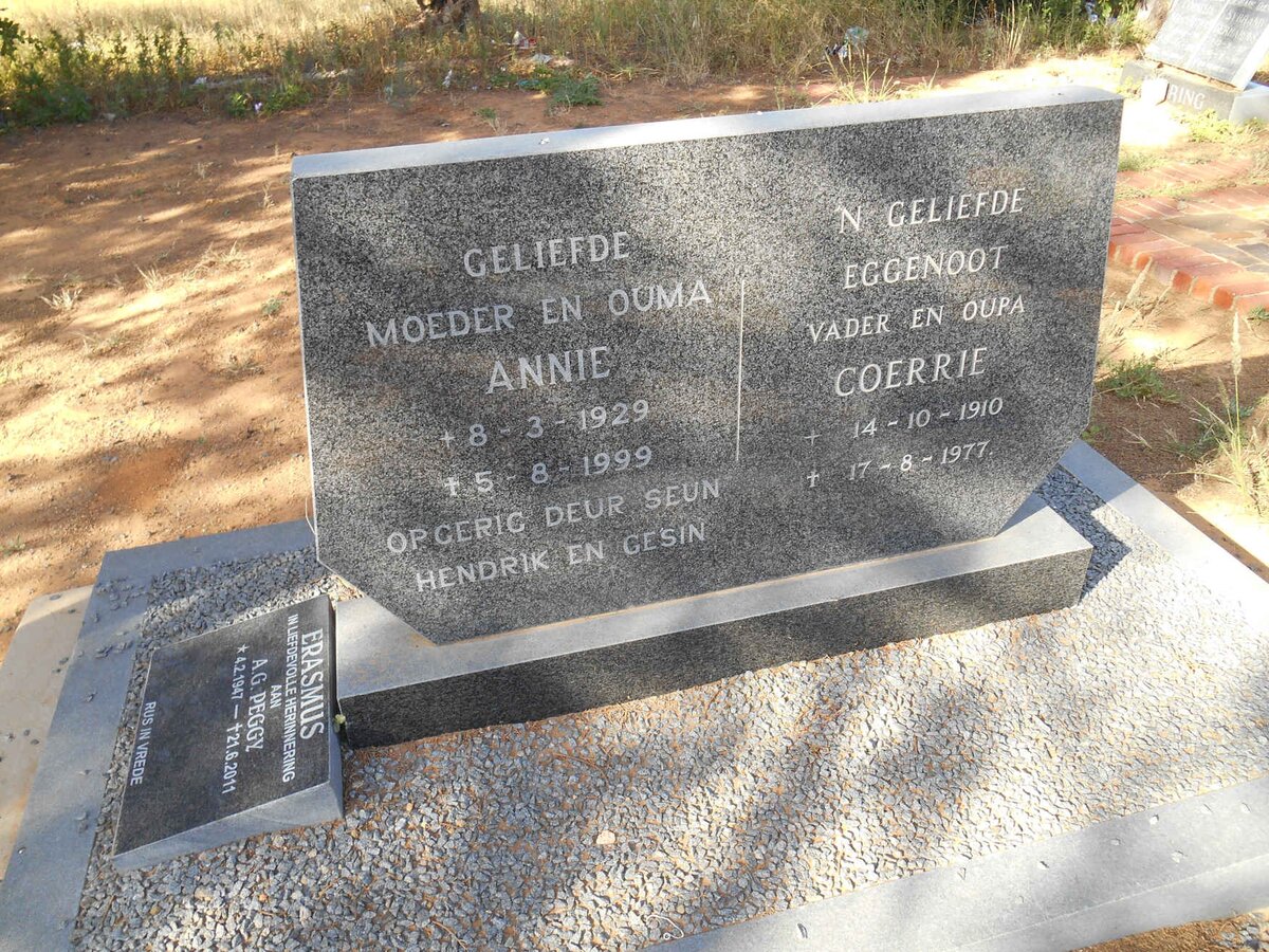 MOSTERT Coerrie 1910-1977 &amp; Annie 1929-1999 :: ERASMUS A.G. Peggy 1947-2011