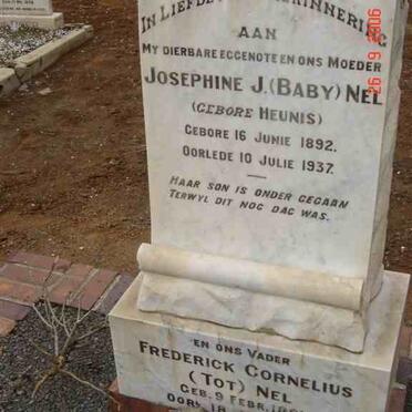NEL Frederick Cornelius 1891-1957 &amp; Josephine J. HEUNIS 1892-1937
