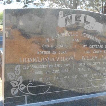 NEL Willem Jacobus 1894-1970 &amp; Lilian de Villiers SNIJDERS 1904-1969