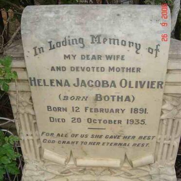 OLIVIER Helena Jacoba nee BOTHA 1891-1935