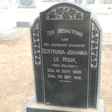 ROUX Gertruida Johanna, le nee DELPORT 1888-1918 :: LE ROUX Martin Luther -1956