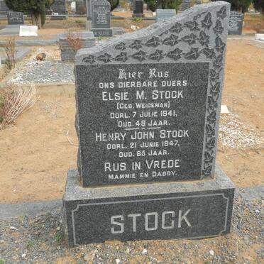 STOCK Henry John -1947 &amp; Elsie M. WEIDEMAN -1941