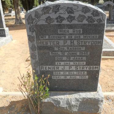 STRYDOM Renier J.P. 1868-1951 &amp; Hester P.H. BASSON -1946
