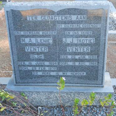 VENTER J.J. 1888-1968 &amp; M.A. BLOM 1894-1972