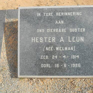 LEUN Hester A. nee WELMAN 1914-1986