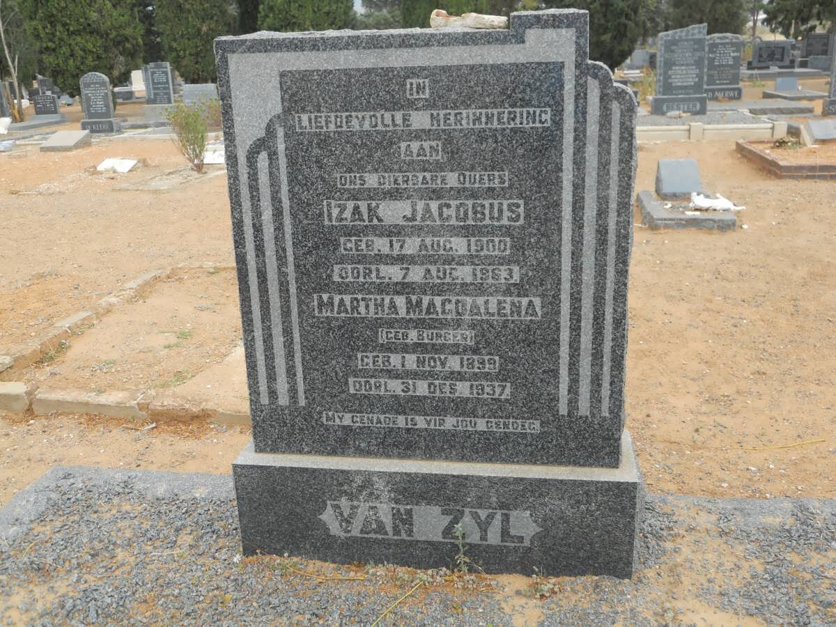 ZYL Izak Jacobus, van 1900-1963 &amp; Martha Magdalena BURGER 1899-1937