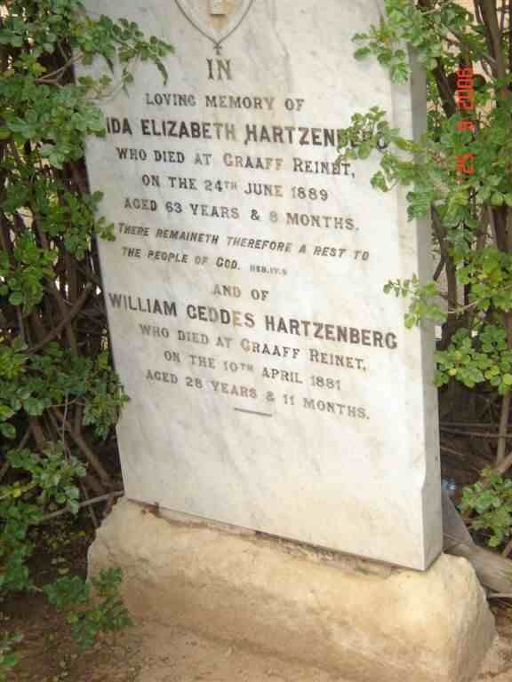 HARTZENBERG William Geddes -1881 :: HARTZENBERG Ida Elizabeth -1889