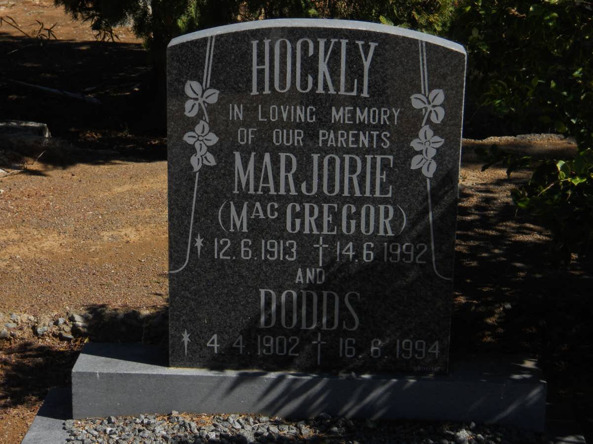 HOCKLY Dodds 1902-1994 &amp; Marjorie MacGREGOR 1913-1992