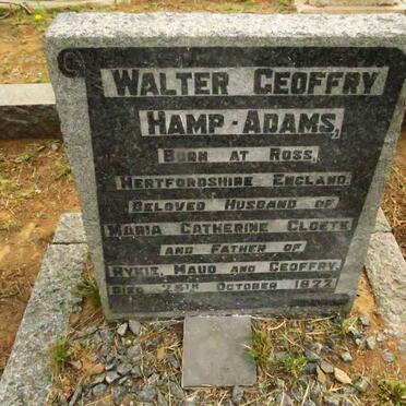 ADAMS Walter Geoffry, HAMP-  -1922