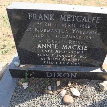 DIXON Frank Metcalfe 1888-1983 & Annie Mackie ANDERSON 1897-1987