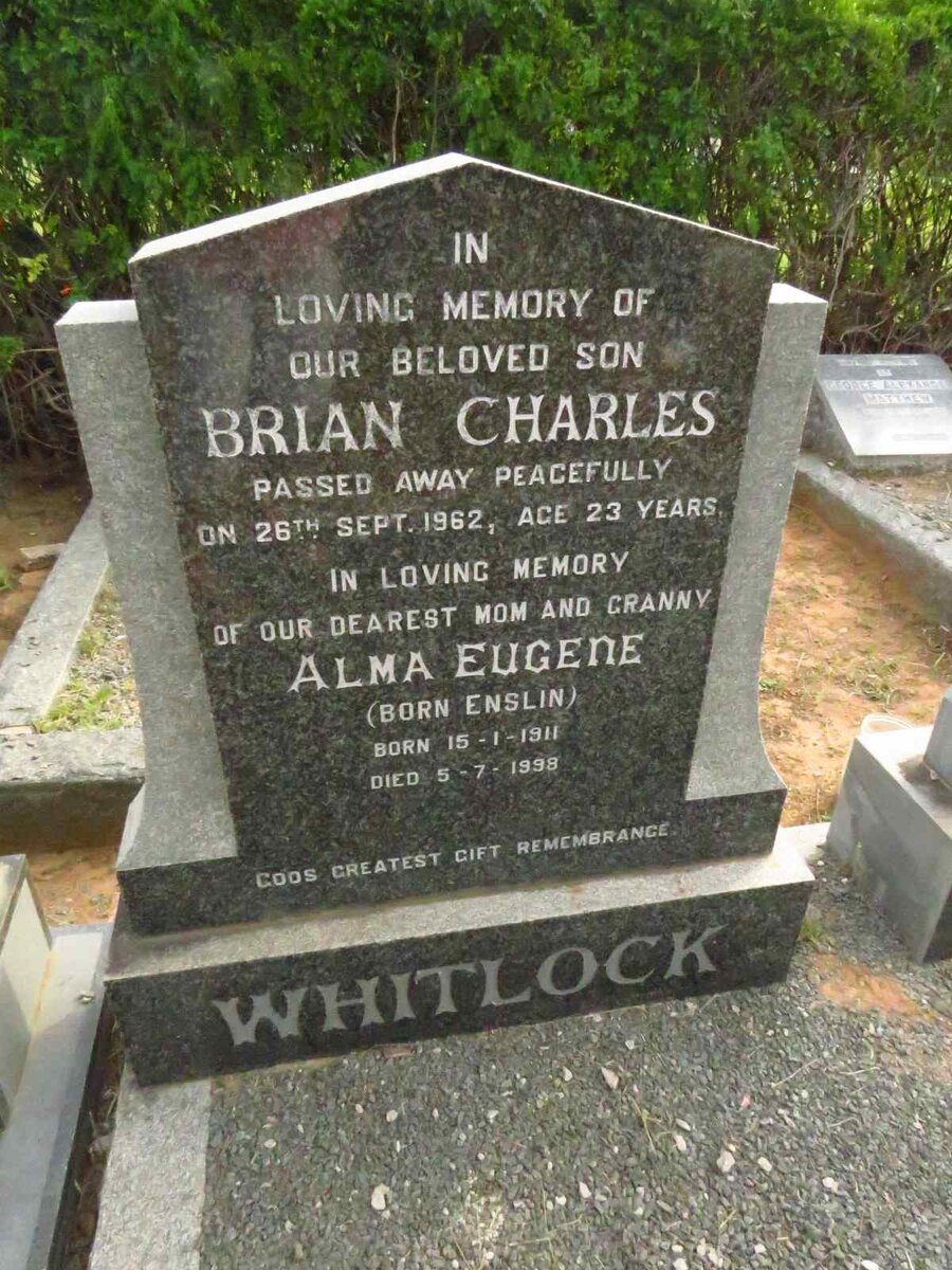 WHITLOCK Alma Eugene ENSLIN 1911-1998 :: WHITLOCK Brian Charles -1962