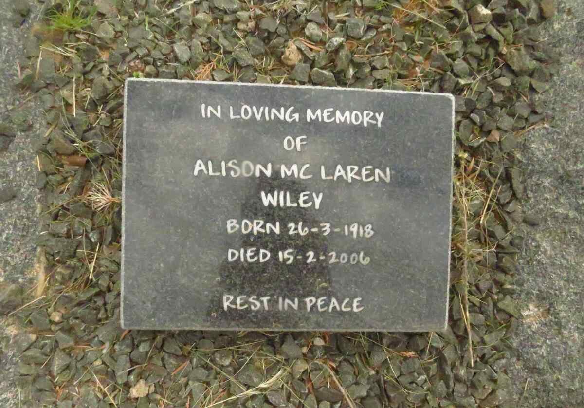 WILEY Alison McLaren 1918-2006